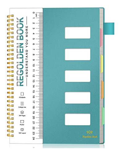 Cuaderno De 5 Temas Con Separadores, Lengüeta En Espiral, 7x