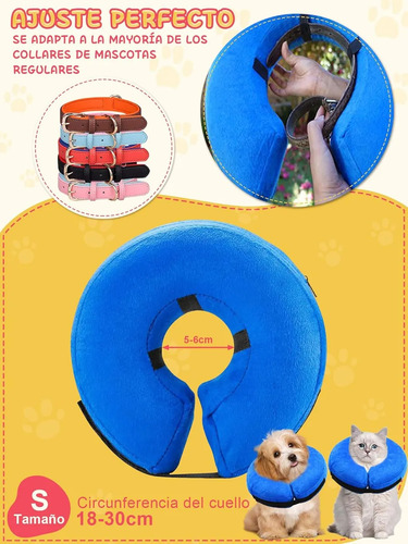 Collar Isabelino Inflable Anti Mordidas Para Perros Y Gatos Azul Collar Isabelino Inflable S