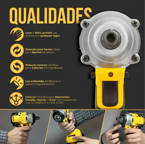 Parafusadeira Chave De Impacto Furadeira 2 Baterias 96v Kit