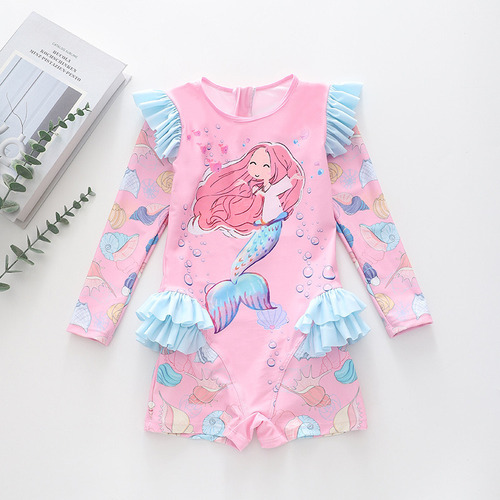 Traje De Baño De Manga Larga De Una Pieza Con Protección Con