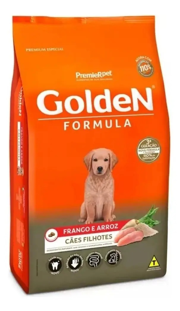 Ração Golden Cães Filhotes Sabor Frango e Arroz 3kg Premium