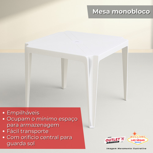 Kit Com Mesa Plastico 4 Cadeiras Branca Preta Cinza 182 Kilo