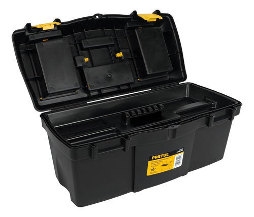Caja Plástica 19'' Con Compartimentos, Pretul, Color Negro