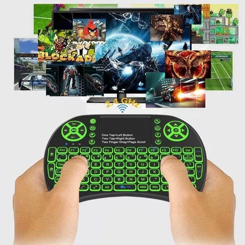 Sidiwen Mini teclado retroiluminado de 2.4 GHz, mini teclado inalámbrico  con panel táctil y teclas multimedia para Android TV Box Smart TV HTPC PS3