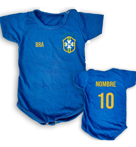 Body Bebe Azul Camiseta Seleccion Brasil Brasilera