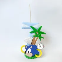Comprar Vela Temática, Sonic, Cumpleaños, Adornos De Tortas