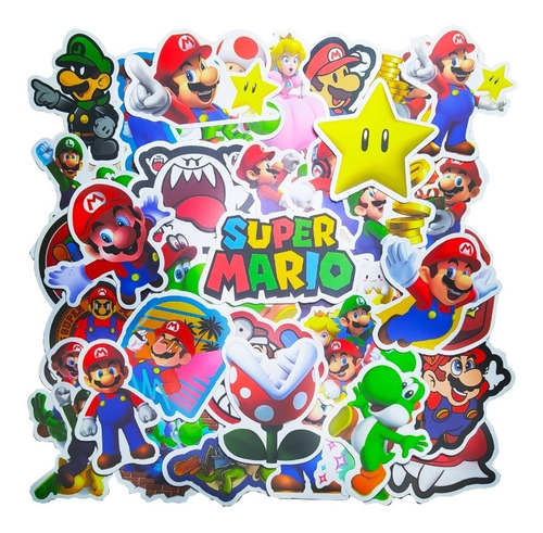 Stickers Calcomanias Super Mario  Pack 50 Unidades