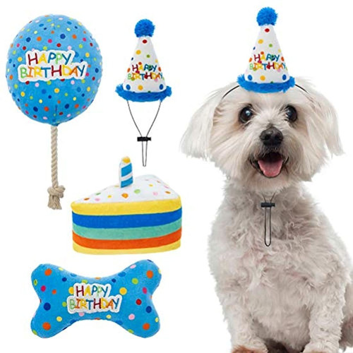 Gorro De Cumpleaños Para Perros Con Tartas Y Juguetes