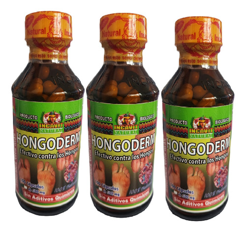 Anti Hongo Hongoderm 100cap Natural 500mg Pack 3 Frascos