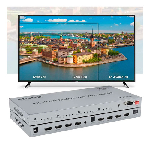 Matrix Hdmi V2.0 4x4 Uhd 4k 60hz Netcom Audio Rs232 Dc12v