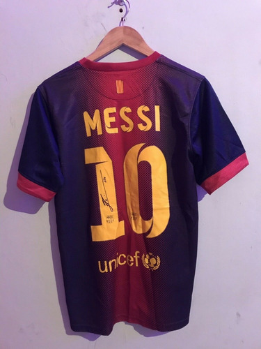 Camiseta Autografiada Por Messi Firmada Barcelona | Mercado Libre