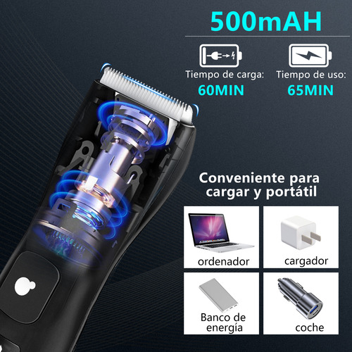 Barbeador elétrico completo, barbeador de barba, aparador corporal recarregável, área íntima, cabelo, cabelo, pernas, corpo, Ipx7, à prova d'água, máquina de barbear, cor preta B-0564bk