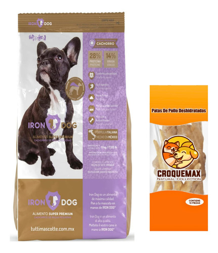 Iron Dog Cachorro Raza Pequeña 8 Kg + Patas De Pollo 10 Pzas