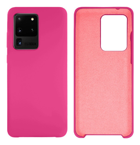 Capinha Silicone Compatível C/ Galaxy S20 Ultra Veludo Cover Cor Rosa Pink
