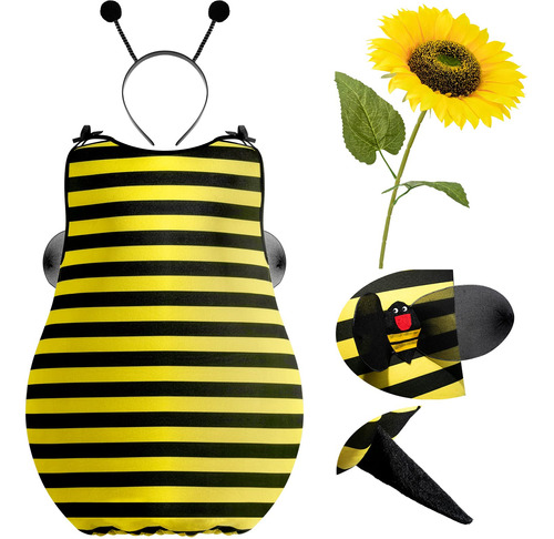 Disfraz Unisex De Abeja Con Tocado Y Girasol Para Halloween,