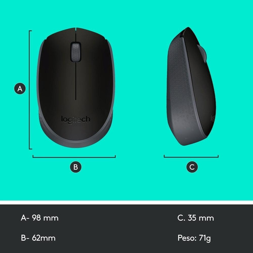 Mouse Sem Fio Logitech M170 Ambidestro Branco - 910-006864