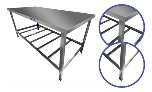 Mesa Inox Industrial Padaria Com Paneleiro Inferior 2m Sebem
