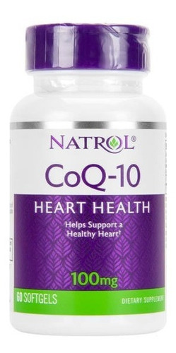 Coenzima de alta absorção Natrol Coq-10 100 mg 60 cápsulas gelatinosas com sabor sem sabor