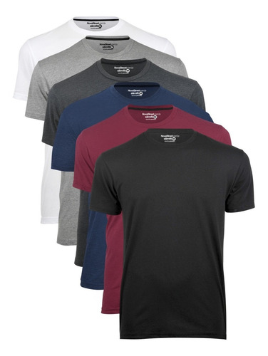 Kit 6 Camisetas Masculinas Slim Fit Básicas Algodão Premium