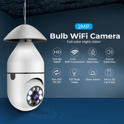 Qa1 Bombilla De Vigilancia E27, Cámara Wifi De 2mp