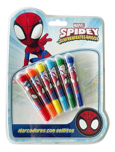 Marcadores Con Sellos Blow Pen Spider Man 6 Colores!