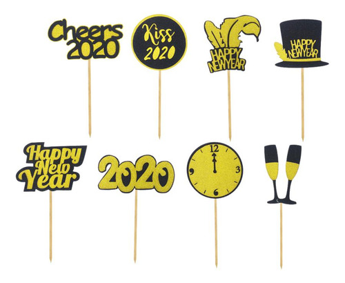 24pcs Bolo Topper 2020 Cupcake Toppers Picaretas Palitos De