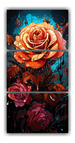 Tres Composiciones Abstractos Rosas Intenso 45x30cm