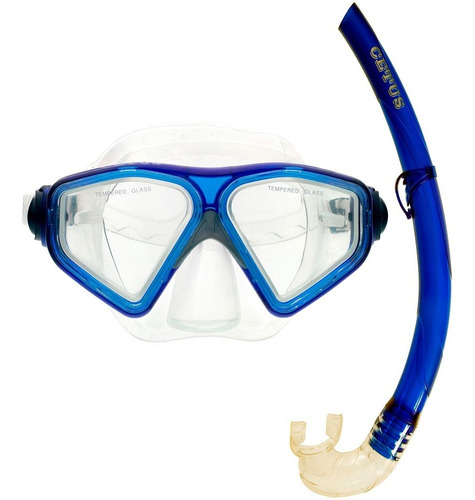 Kit De Mergulho Máscara+respirador Cetus Rapallo Cor Transparente/azul