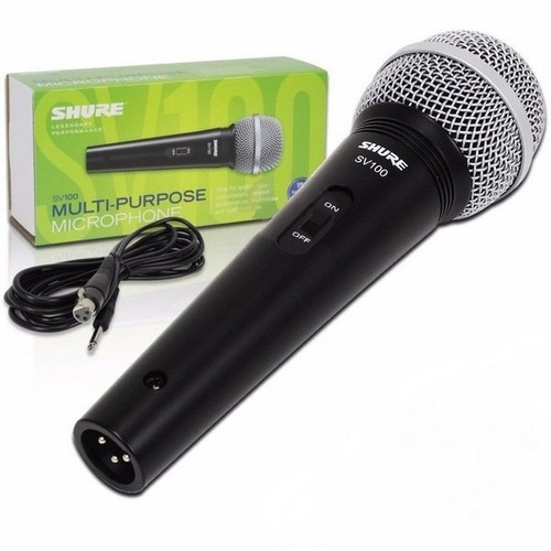 Microfone Shure Sv100 Com Cabo Xlr P10 Original