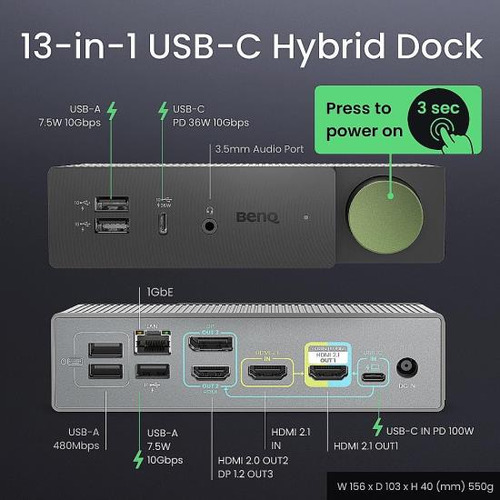 Estación De Acoplamiento Usb C 13 En 1 De Benq | Base Para J