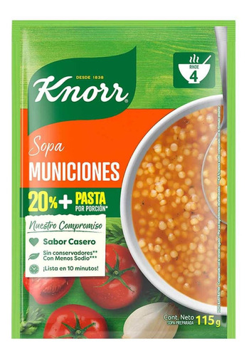 Sopa Knorr Municiones Mas Pasta 115g