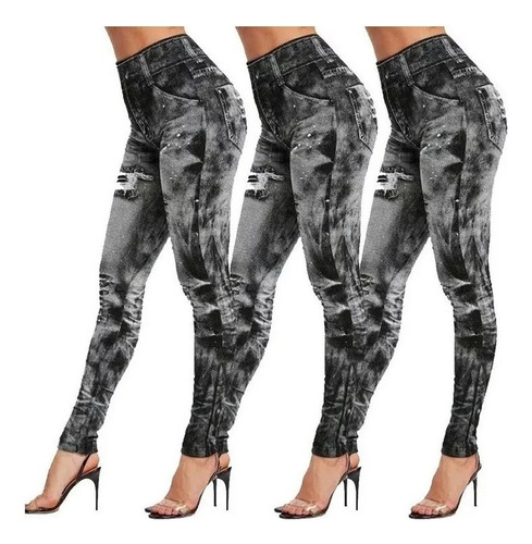 Pack De 3 Leggings Vaqueros Sintéticos Para Mujer