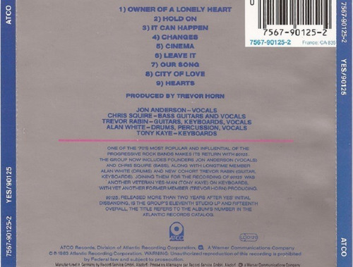 Yes 90125 - Cd Album Importado (Usado)