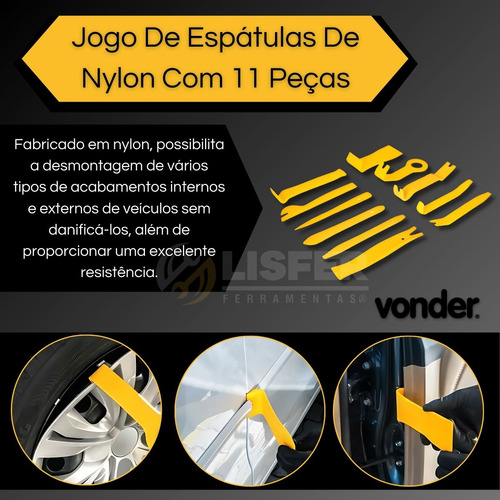 Conjunto De Espátulas Nylon Automotivas Com 11 Peças Vonder
