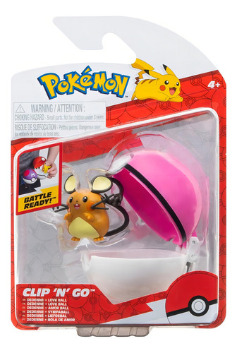 Pokemon Clip N Go Dedenne Con Amor Ball 4cm Jazwares