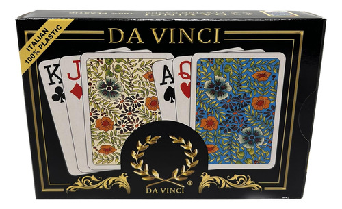 Cartas De Poker Da Vinci Floral Plastico X2 Barajas