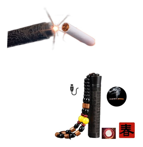 Encendedor Electrico Cigarros Tallado Ambar Buena Suerte Usb