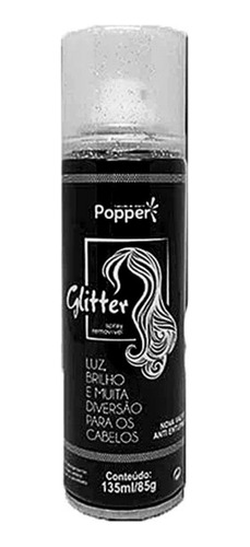 Spray Glitter P/ Cabelo Corpo Brilho Removível Popper