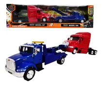 Comprar Trailer Peterbilt Rojo 387 Grua Azul 335 Escala 1:43 Newray