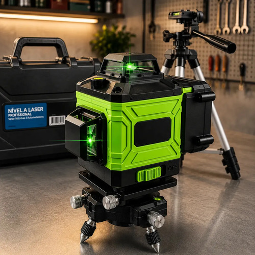 Nível Laser JOYECOMM Profissional 12 Linhas 3D Verde, Com 2 Baterias Recarregáveis e Tripé Ajustável