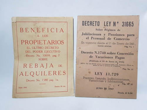 Peronismo 1949 Ley Alquileres Y Jubilaciones Orig Mag 57943