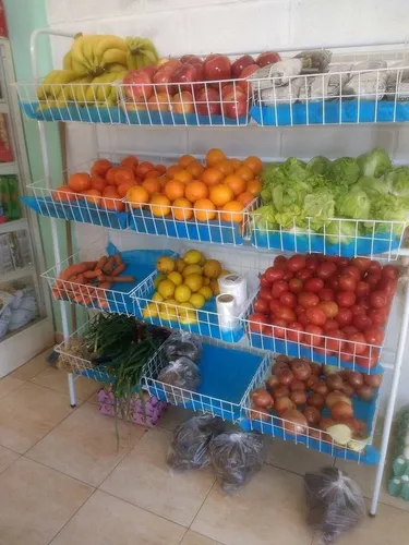 comprar Exhibidor Frutas Verduleria Estanterias Metalicas Canastos Blanco