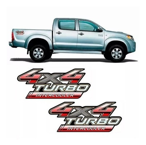 Par De Emblemas Adesivo 4x4 Turbo Intercooler Toyota Hilux