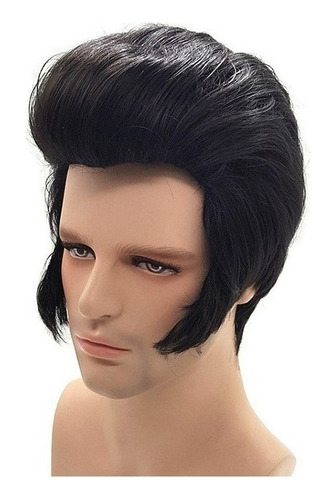 Peluca Para Cosplay De Elvis Aron Presley Para Hombre Rock S