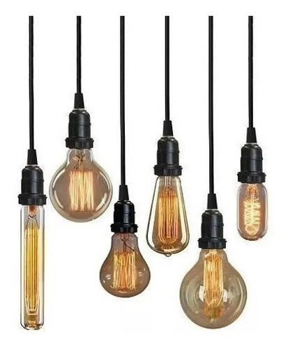  12x Lampada Filamento Carbono Retro Vintage + Pendente