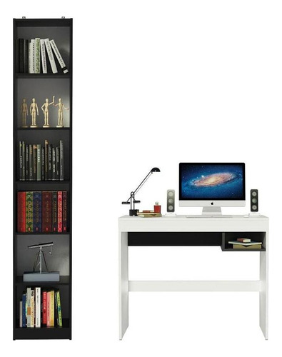Escritorio y estantería Madesa Rubi 6906 Color Blanco/Negro