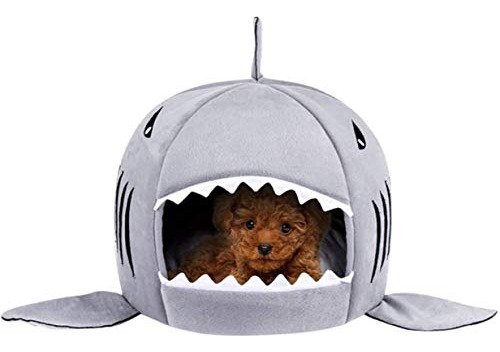 Cama Lavable Shark Pet House Cave Perros Pequeños Y Me...