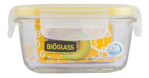 Contenedor Cuadrado De Vidrio Con Tapa Cuadrado 380 Ml Komax Color Transparente