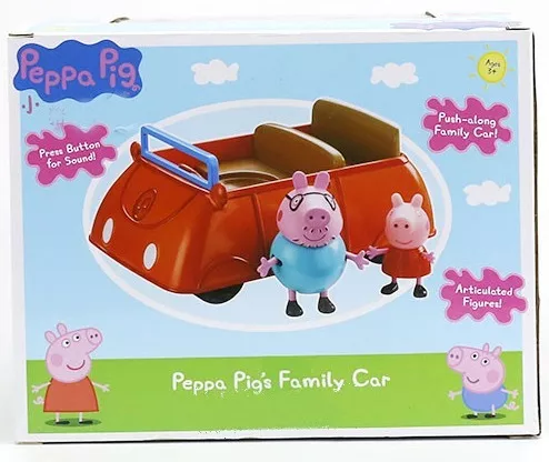 Multicolor 06707 Coche Familiar Peppa Pig con Sonidos con Figuras de papá Pig y Peppa Character 15cm 