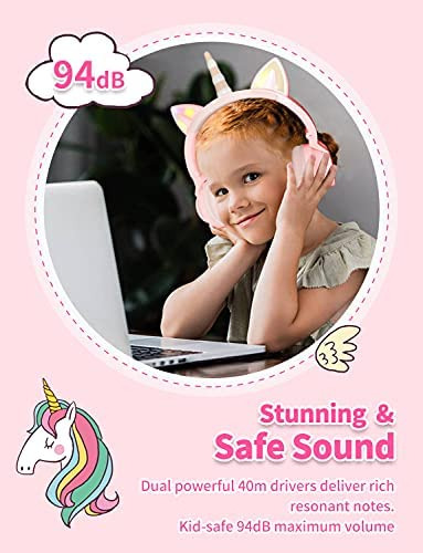 Yusonic Unicornio Auriculares Para Niños Para Niñas, Unicorn